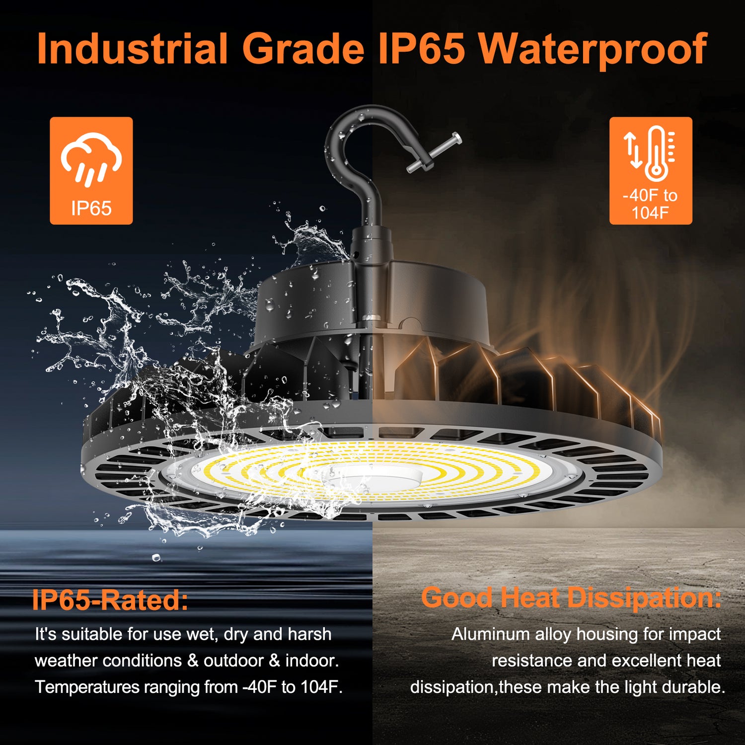 LED High Bay Light - UFO05 Series,200W,30000lumens,5000K,100-277V,US Plug