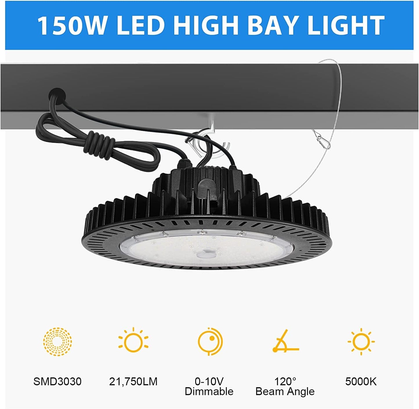 LED High Bay Ligh - IHB Series,21750lumens, 0-10V DIMMABLE, 5000K, 100-277V