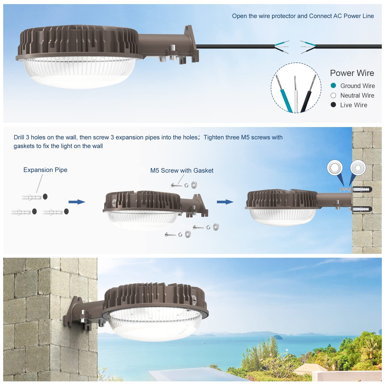 LED BARN LIGHT - SP Series,80W,11200lumens,5000K,100-277V,Dusk to Dawn