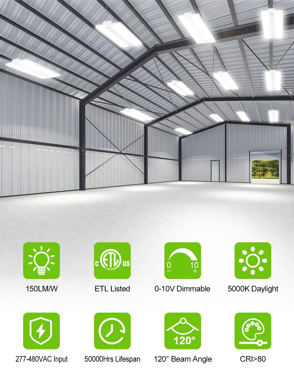 LED Linear High Bay Light - LHB Series,150W,22500lumens,5000K,277-480V