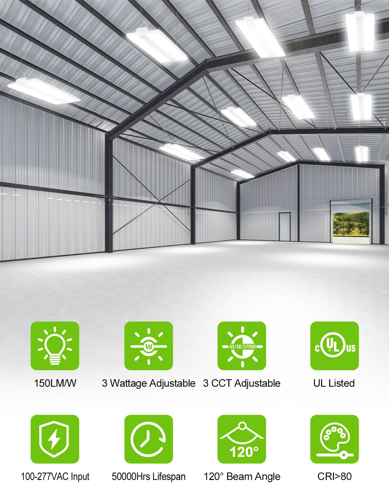 LED Linear High Bay Light - LHB Series,240W,36000lumens,Selectable Wattage & CCT,100-277V