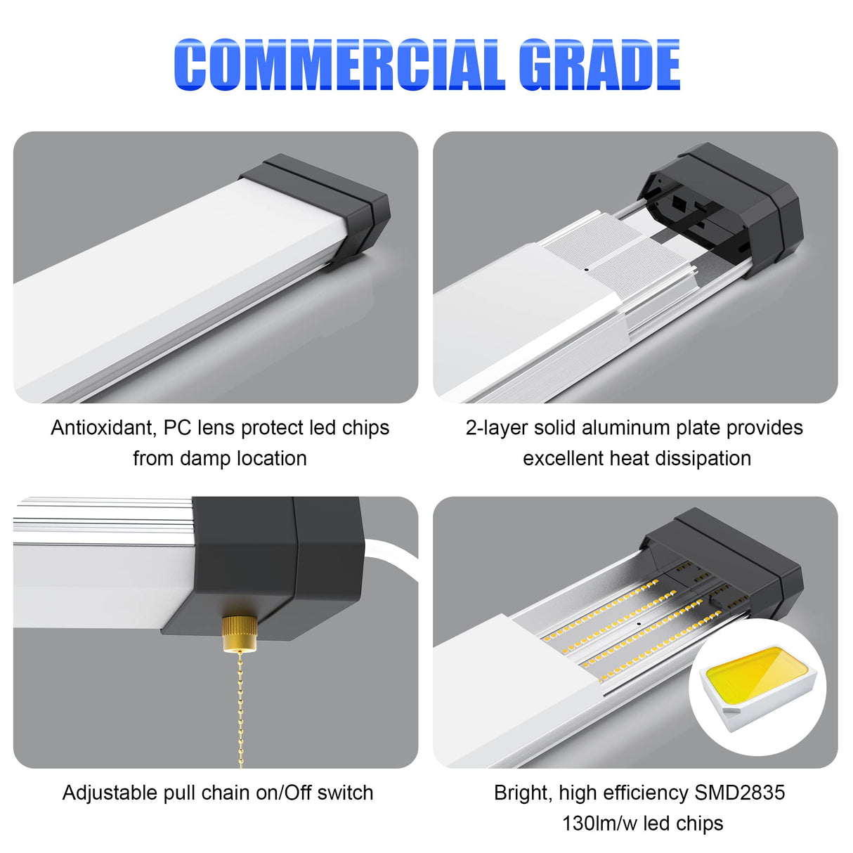LED Shop Light - SL Series,120W,15600lumens,5000K,100-120V,with ON/Off Pull Chain