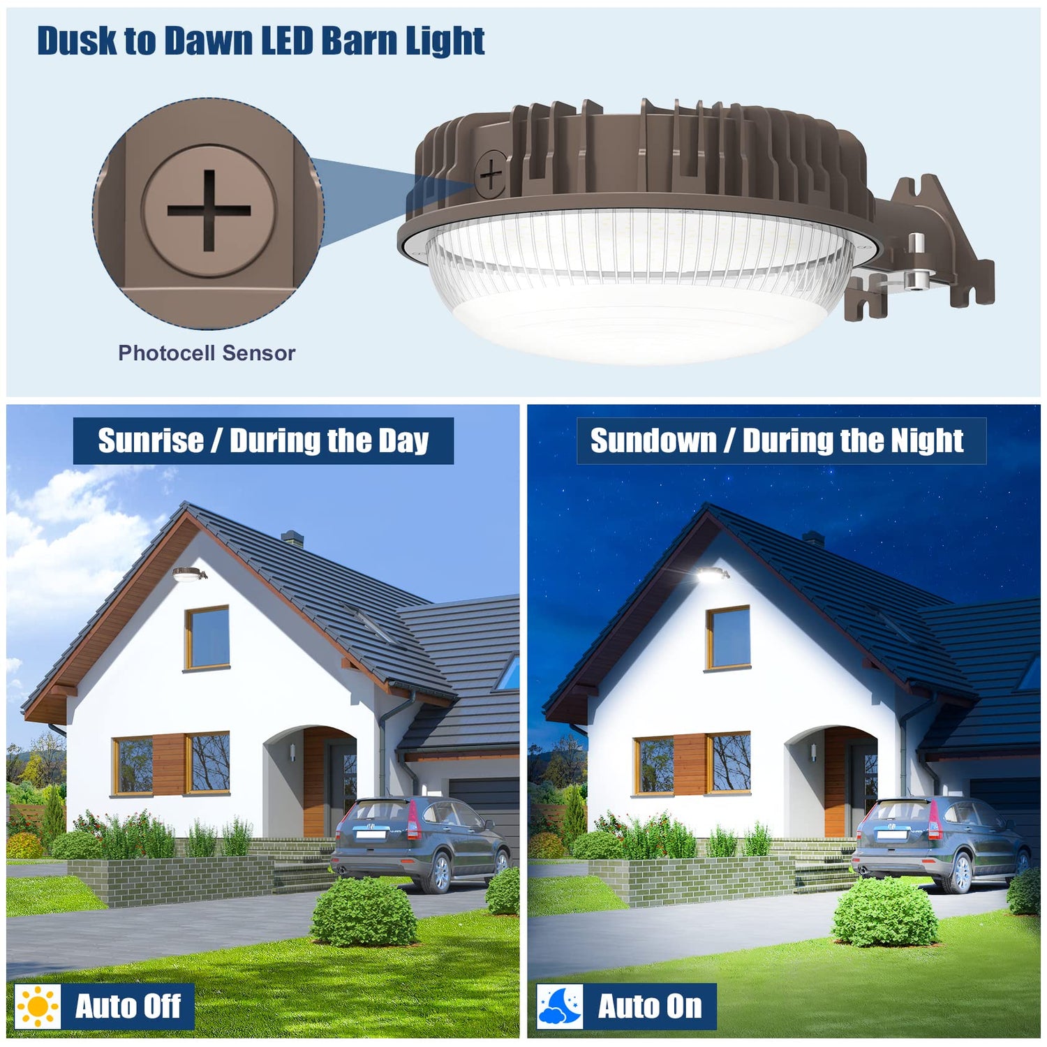 LED BARN LIGHT - SP Series,100W,14000lumens,5000K,100-277V,Dusk to Dawn