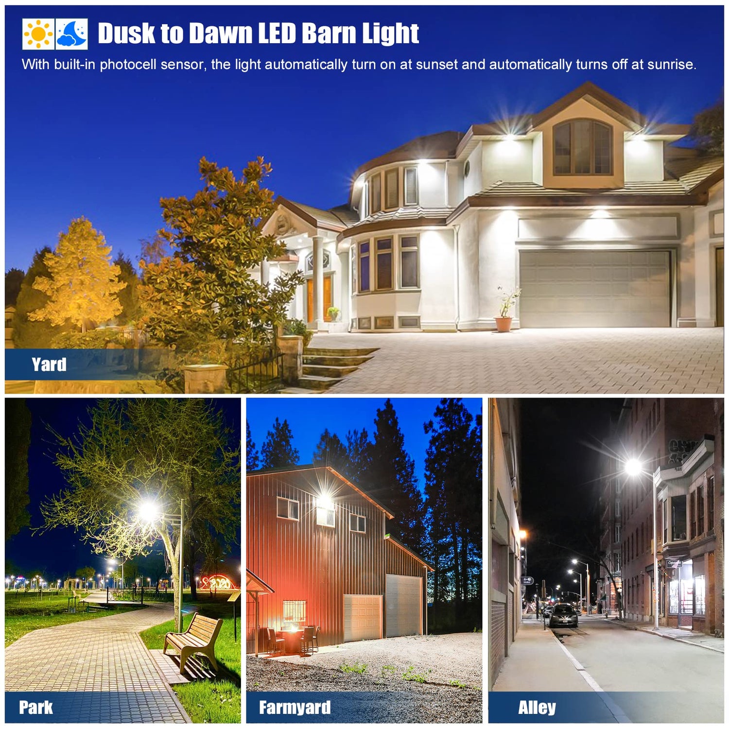 LED BARN LIGHT - SP Series,80W,11200lumens,5000K,100-277V,Dusk to Dawn