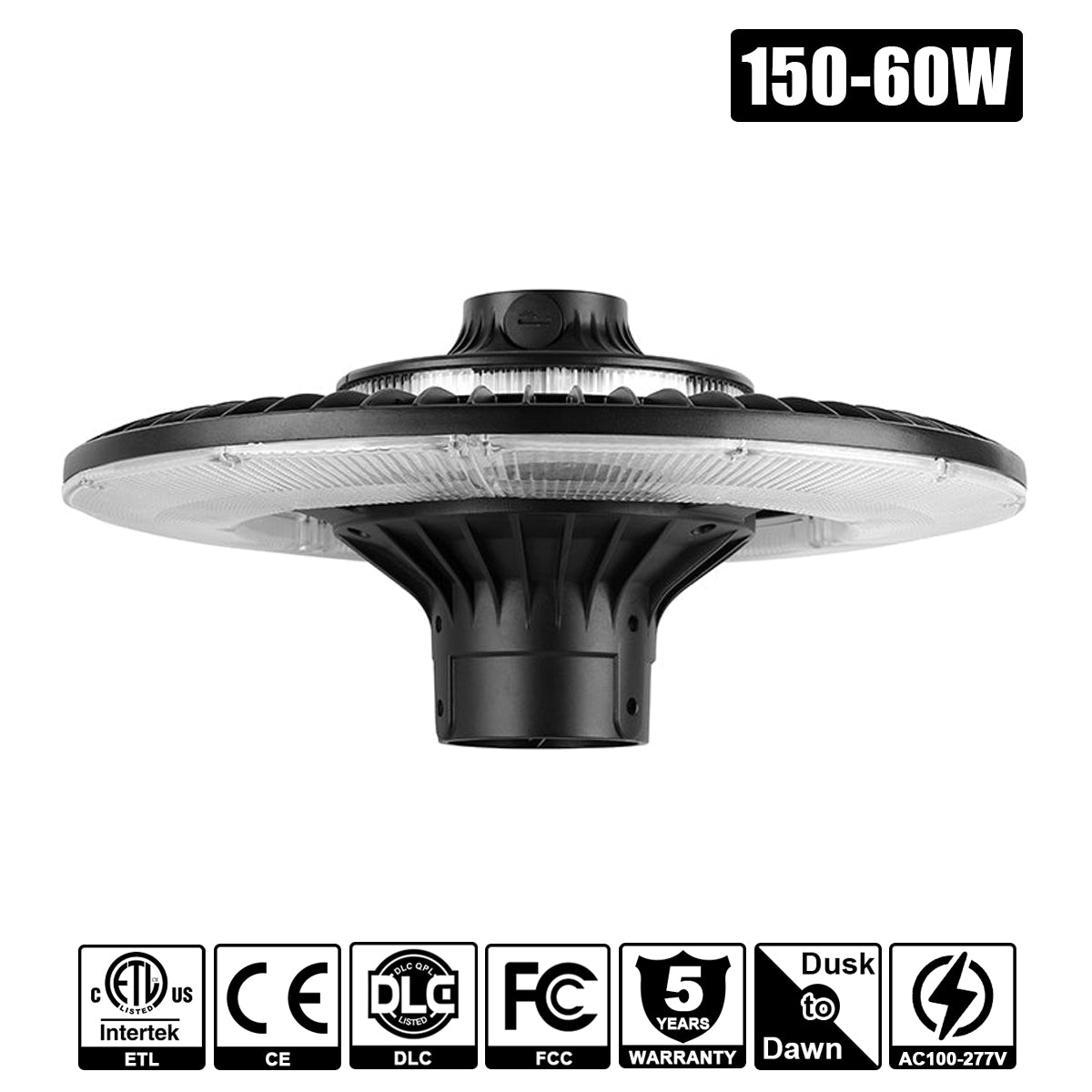 150W - 80W LED Circular Area Light 5000K 100-277VAC with Photocell