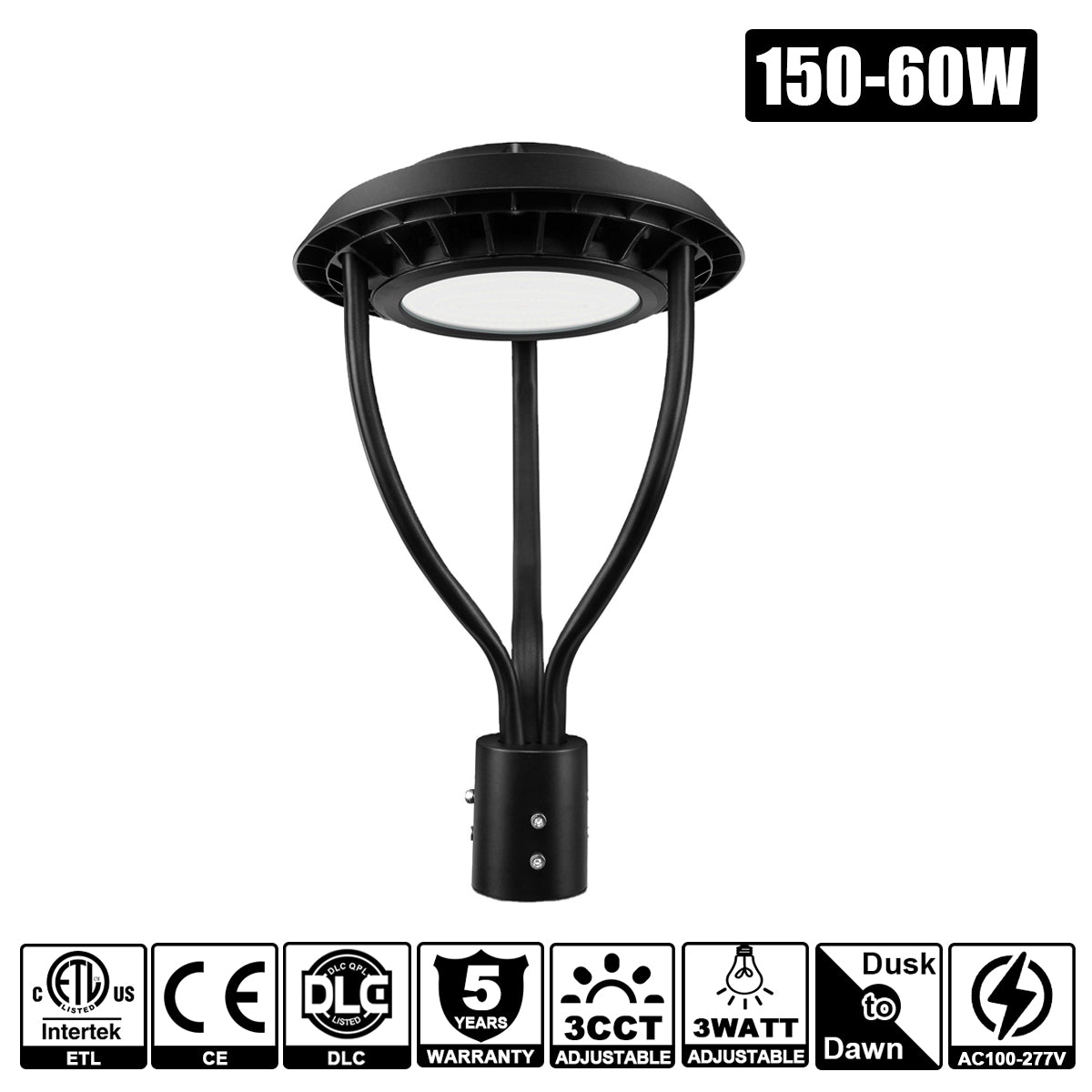 150W - 36W LED Circular Area Light WATT CCT TUNABLE 3/4/5K 100-277VAC with Photocell