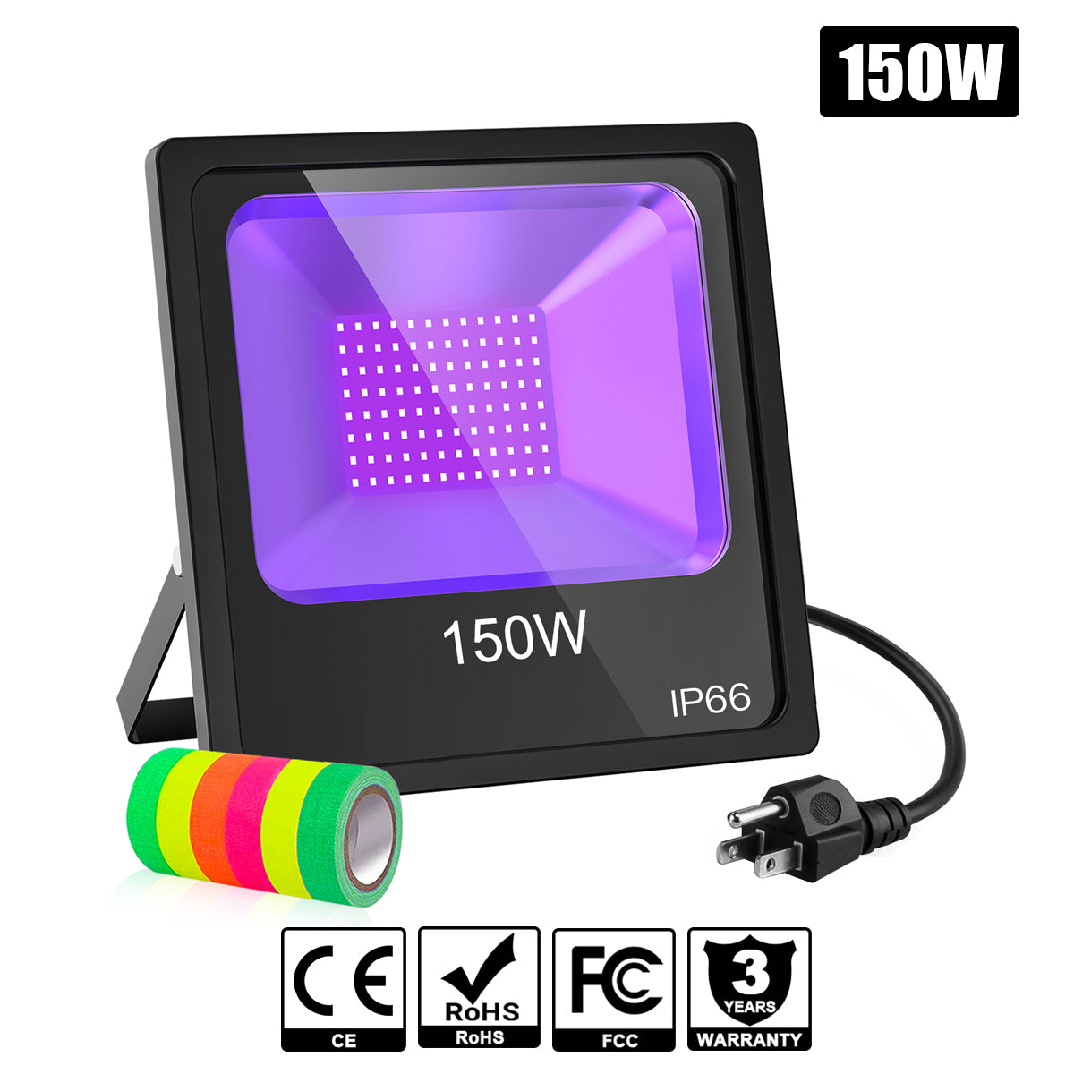 150W LED UV Black Lights 120VAC With US Plug LED Flood Light
