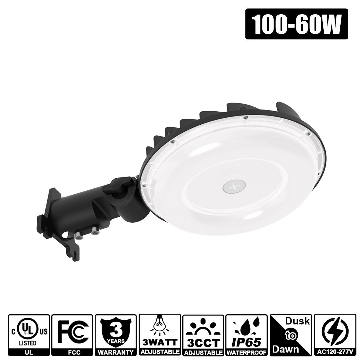 LED Barn Lights 3CCT 100W/80W/60W Tunable 120-277VAC Built in Photocell