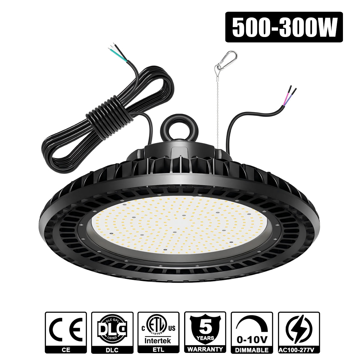 500W 400W LED UFO High Bay Light 5000K 100-277VAC 0-10V Dim