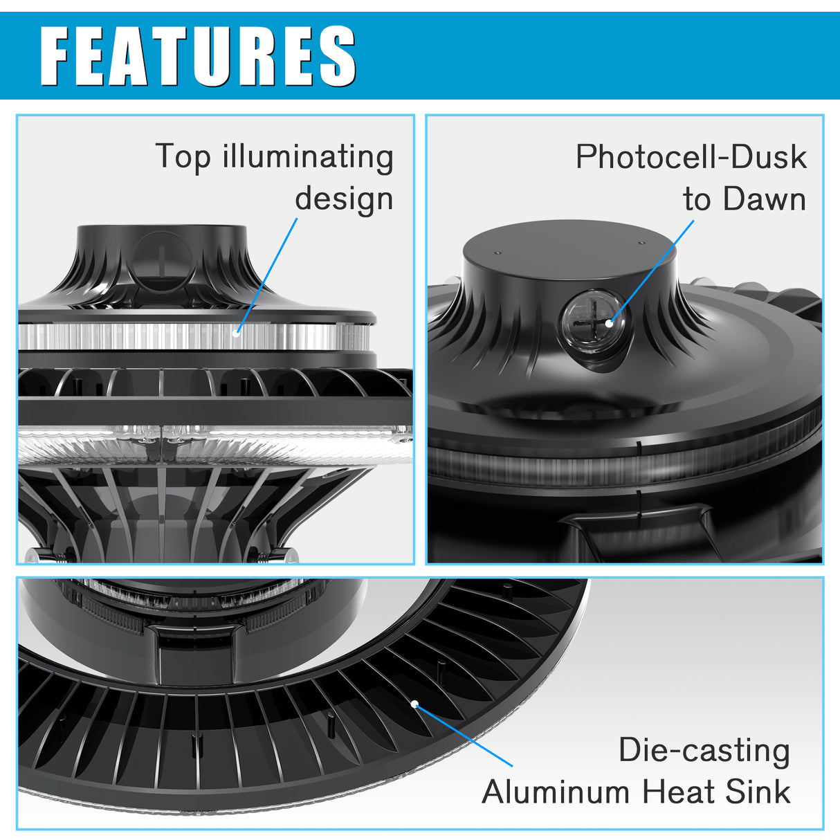 LED Circular Area Light - AL Series,60W,8400lumens,5000K,100-277V,with Photocell