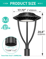 LED Post Top Light- PTA Series,150W,21000lumens,Selectable Wattage& CCT,100-277V,Dusk to Dawn Optional