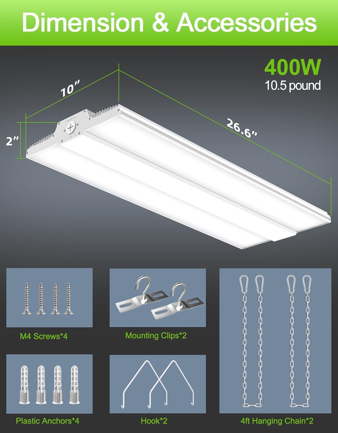 LED Linear High Bay Light - LHB Series,400W,60000lumens,5000K,100-277V