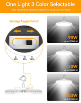 LED High Bay Light - BI Series,150W,22500lumens,Selectable Wattage&CCT,100-277V WITH US PLUG