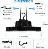 LED High Bay Light - IHB Series,240W,34800lumens,0-10V DIMMABLE,5000K,100-277V