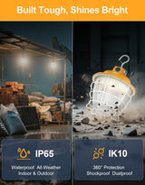 LED Temporary Work Light- PTL Series,100W,15000lumens,Selectable Wattage& CCT,AC120V,ON/Off Button