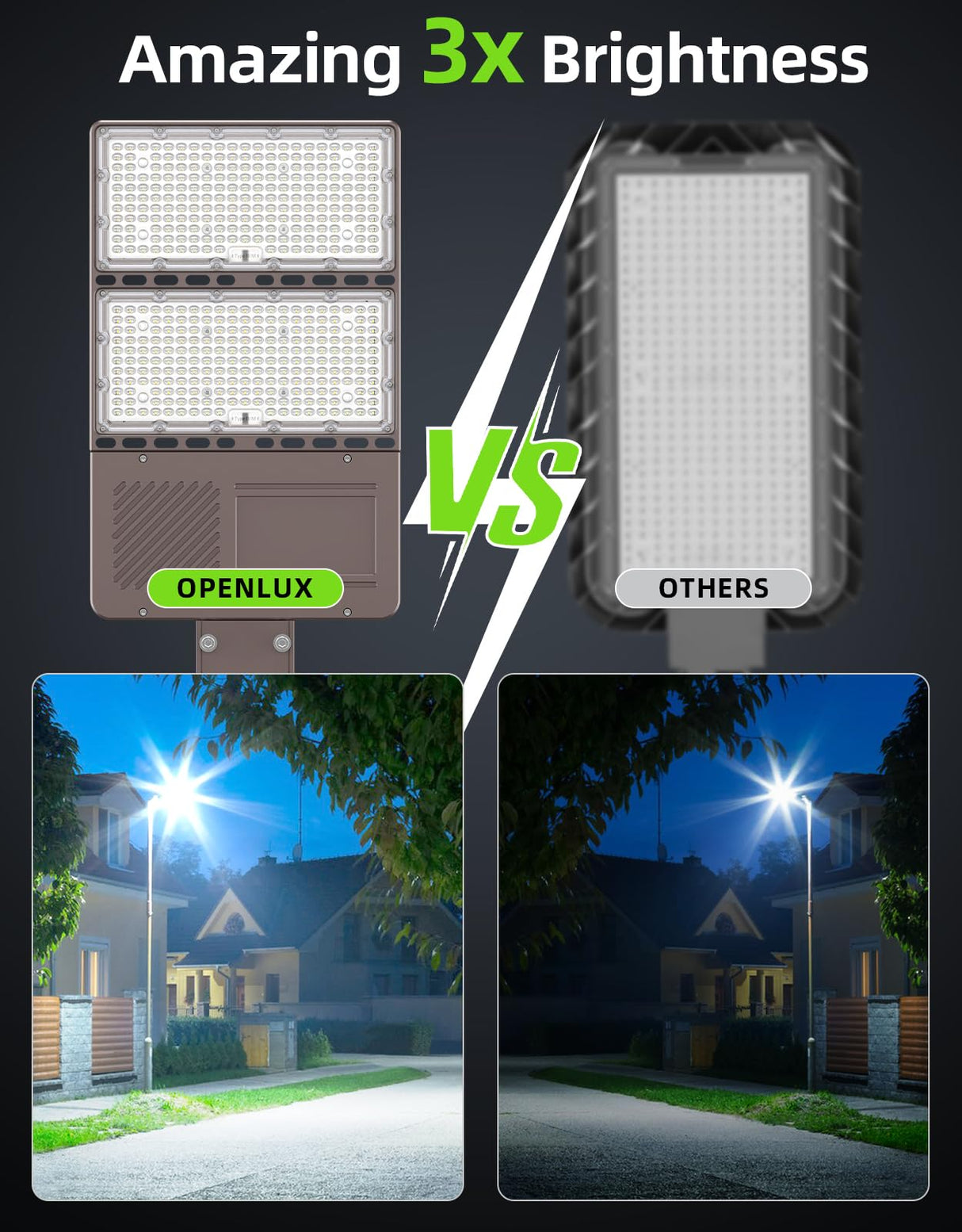 LED Parking Lot Light - PL Series With Slip Fit Mount,320W,48000lumens,Selectable Wattage,100-277V,Built in Photocell