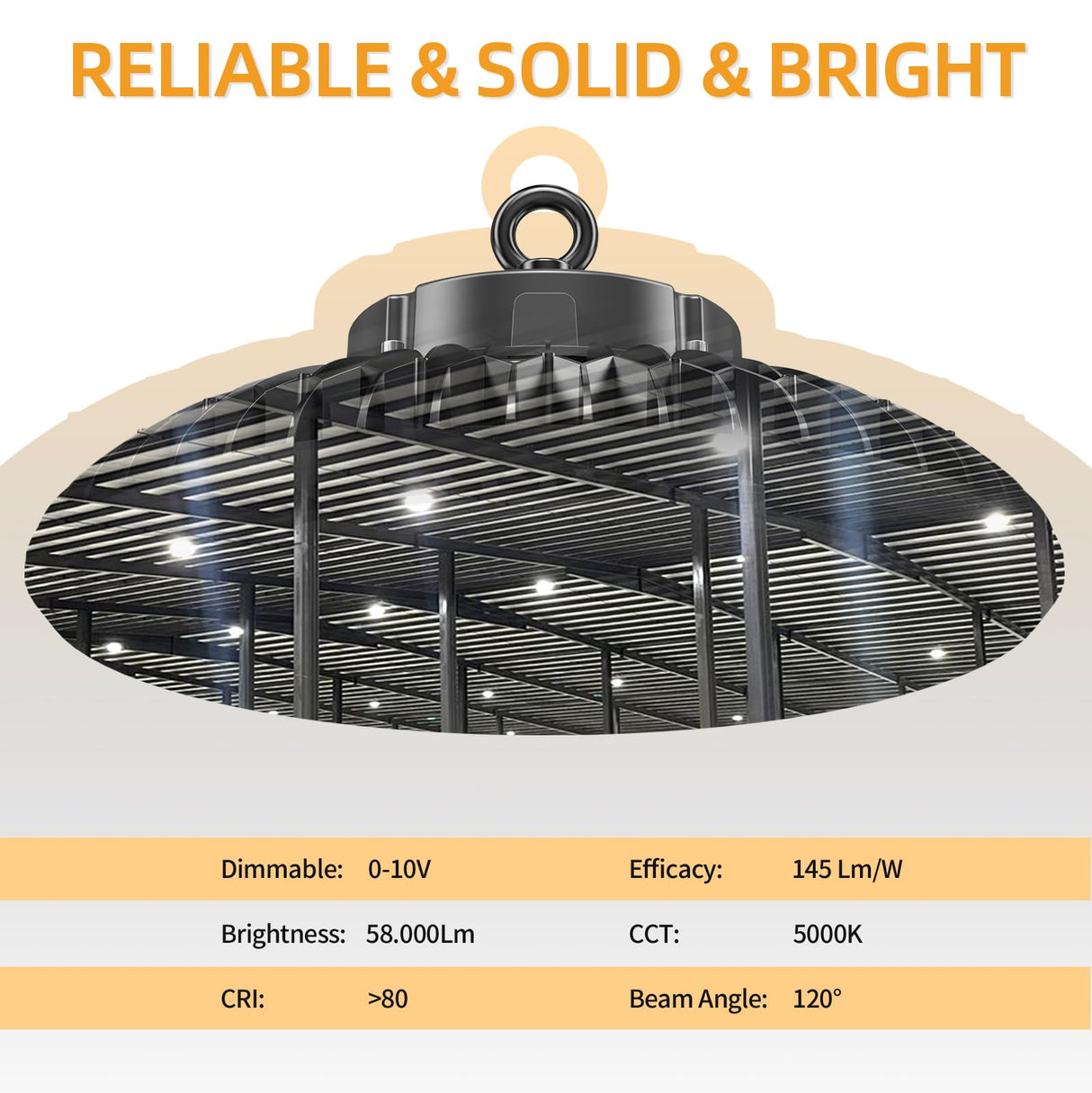 LED High Bay Light - BJR Series,400W,58000lumens,0-10V DIMMABLE,5000K,100~277V