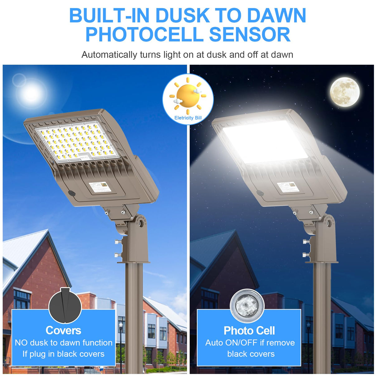 LED Parking Lot Light - SB Series With slip Fit Mount,200W,28000lumens,5000K,100-277V,Built in Photocell