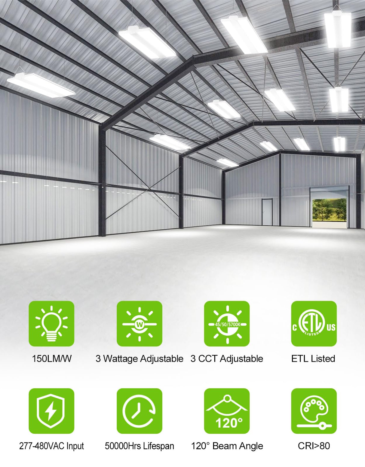 LED Linear High Bay Light - LHB Series,400W,60000lumens,Selectable Wattage & CCT,277-480V