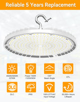 LED High Bay Light - BI Series,150W,22500lumens,Selectable Wattage&CCT,100-277V WITH US PLUG