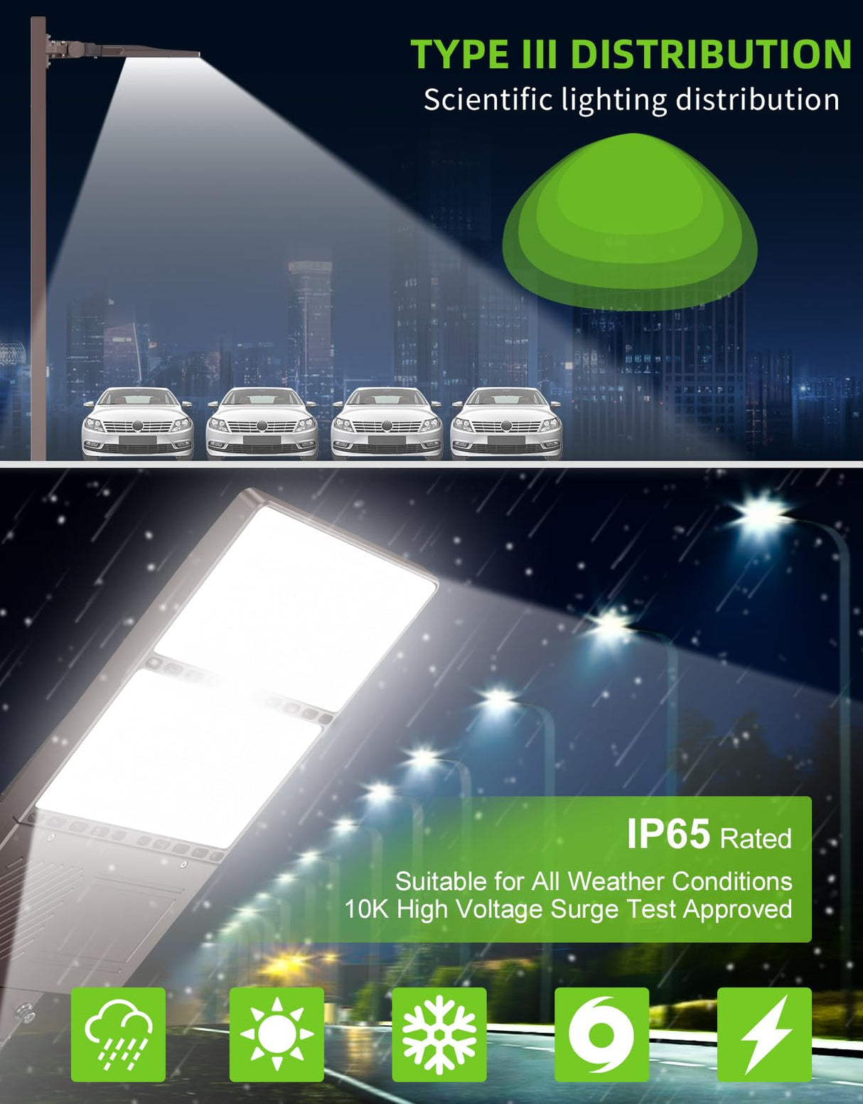 LED Parking Lot Light - PL Series With A&N BRACKET,320W,48000lumens,Selectable Wattage & CCT,100-277V, Built in Photocell