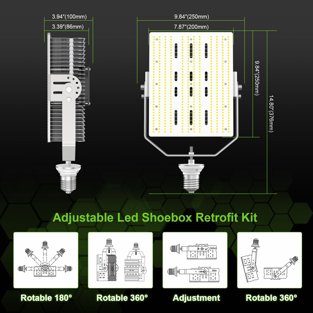 LED Shoebox Retrofit Kit - RK Series,300W,43500lumens,5000K,100-277V