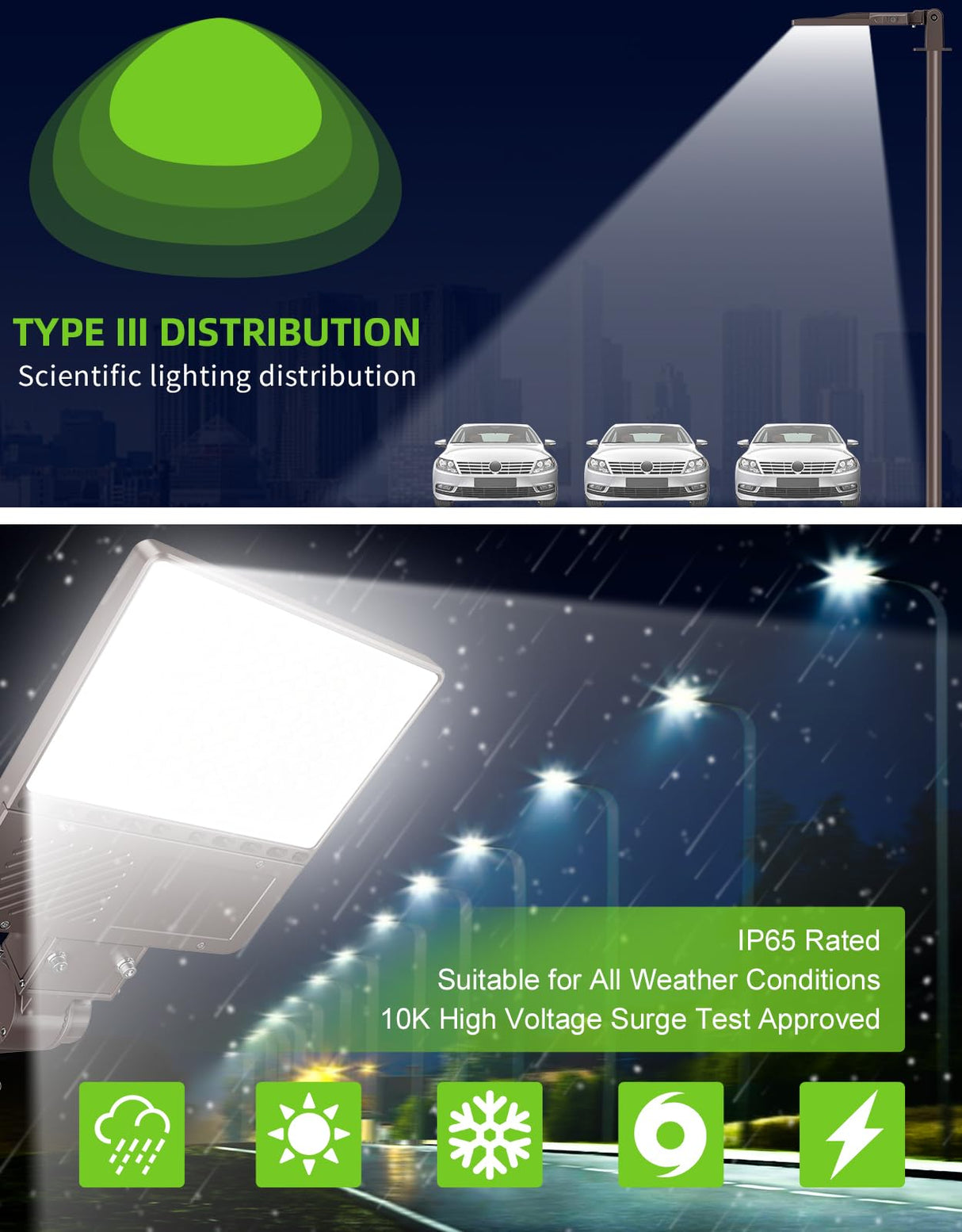 LED Parking Lot Light - PL Series With A&N BRACKET,200W,30000lumens,5000K,277-480V,Built in Photocell