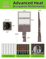LED Parking Lot Light - PL Series With Slip Fit Mount,320W,48000lumens,Selectable Wattage,100-277V,Built in Photocell