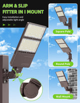 LED Parking Lot Light - PL Series With A&N BRACKET,320W,48000lumens,5000K,277-480V,Built in Photocell