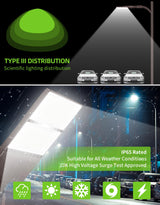LED Parking Lot Light - PL Series With Slip Fit Mount,320W,48000lumens,Selectable Wattage,100-277V,Built in Photocell