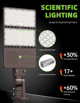 LED Parking Lot Light - PL Series With A&N BRACKET,320W,48000lumens,5000K,277-480V,Built in Photocell