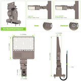 LED Parking Lot Light - PL Series With Arm Mount,200W,30000lumens,5000K,100-277V, Dusk to Dawn