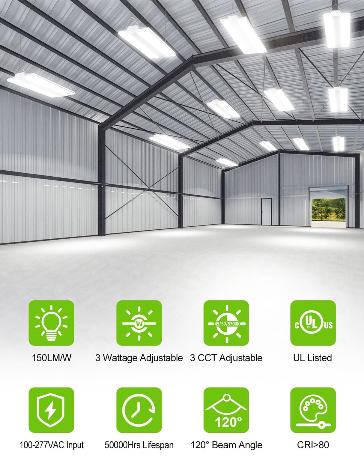 LED Linear High Bay Light - LHB Series,150W,22500lumens,Selectable Wattage & CCT,100-277V