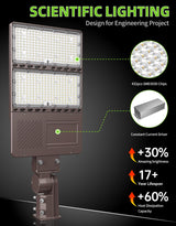 LED Parking Lot Light - PL Series With Slip Fit Mount,320W,48000lumens,Selectable Wattage,100-277V,Built in Photocell