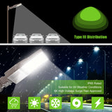 LED Parking Lot Light - PL Series With Arm Mount,200W,30000lumens,5000K,100-277V, Dusk to Dawn