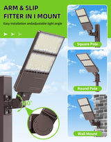 LED Parking Lot Light - PL Series With A&N BRACKET,240W,36000lumens,5000K,277-480V,Built in Photocell
