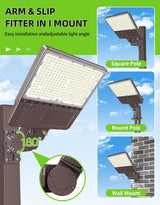 LED Parking Lot Light - PL Series With A&N BRACKET,200W,30000lumens,5000K,277-480V,Built in Photocell