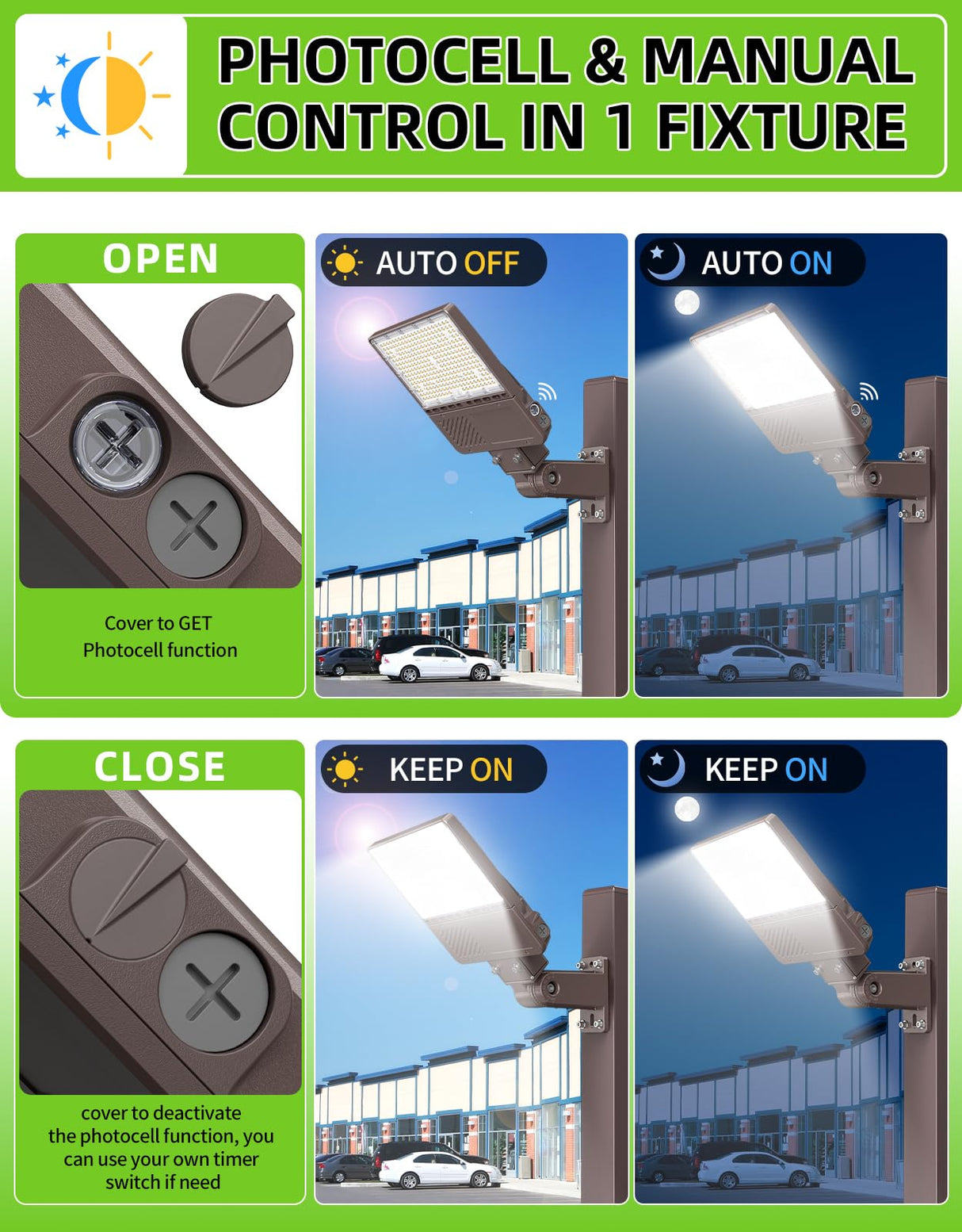 LED Parking Lot Light - PL Series With A&N BRACKET,200W,30000lumens,5000K,277-480V,Built in Photocell