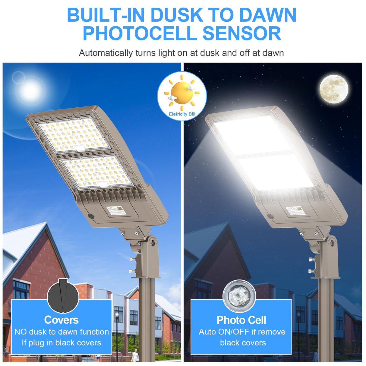 LED Parking Lot Light - SB Series With Slip Fit  Mount,400W,60000lumens,,5000K,277-480V,Built in Photocell