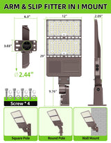 LED Parking Lot Light - PL Series With A&N BRACKET,320W,48000lumens,Selectable Wattage & CCT,100-277V, Built in Photocell