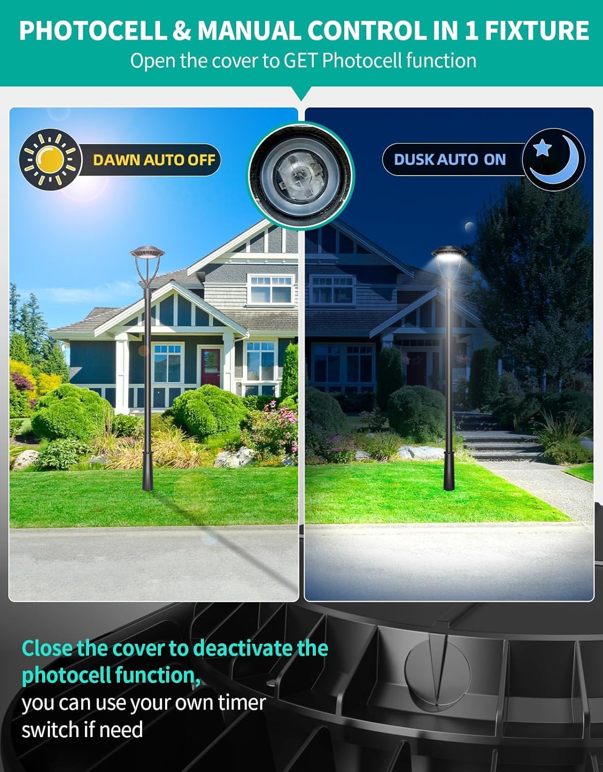 LED Post Top Light- PTA Series,100W,14000lumens,Selectable Wattage,100-277V,Dusk to Dawn Optional