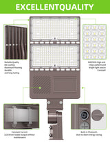 LED Parking Lot Light - PL Series With Slip Fit Mount,320W,48000lumens,Selectable Wattage,100-277V,Built in Photocell