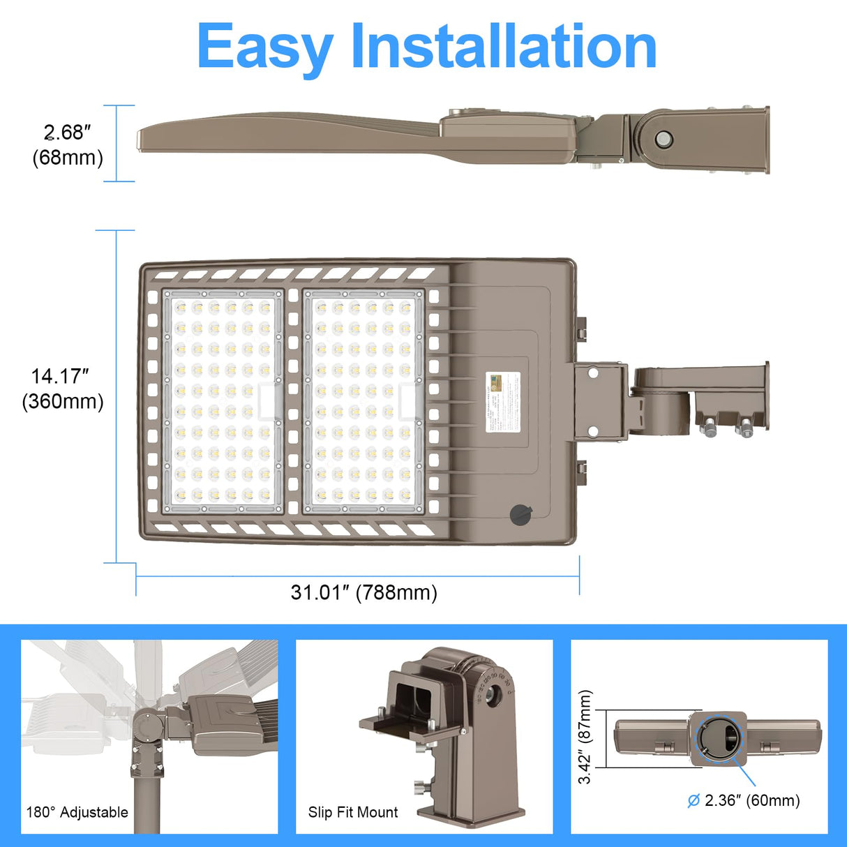 LED Parking Lot Light - SB Series 400W,60000lumens,5000K,100-277V,Built in Photocell