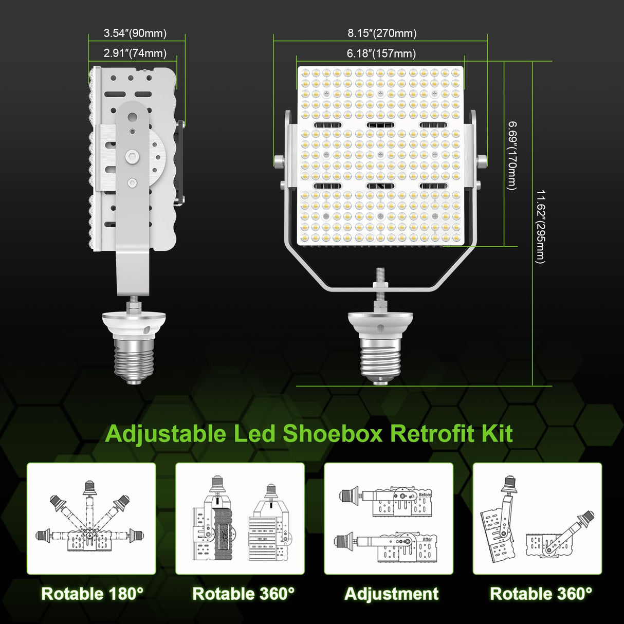 LED Shoebox Retrofit Kit - RK Series,150W,21750lumens,5000K,100-277V