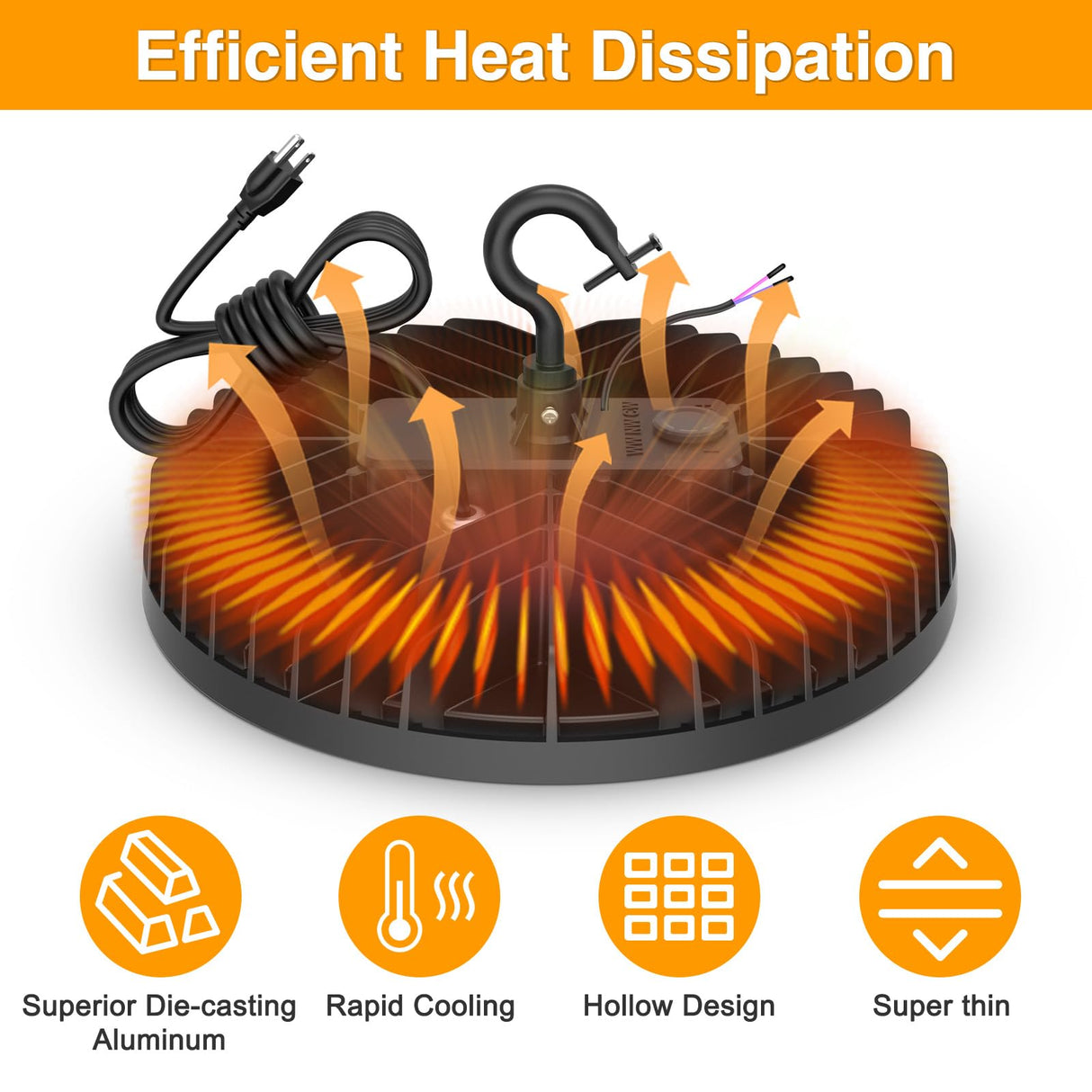 LED High Bay Light - BI Series,240W,36000lumens,Selectable Wattage&CCT,100-277V WITH US PLUG