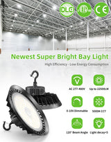 LED High Bay Light - UFO02 Series,150W,22500lumens,Selectable Wattage,5000K,277-480V