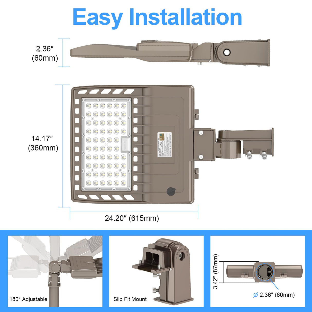 LED Parking Lot Light - SB Series With slip Fit Mount,200W,28000lumens,5000K,100-277V,Built in Photocell