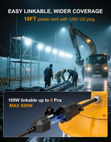 LED Temporary Work Light- PTL Series,60W,9000lumens,Selectable Wattage& CCT,AC120V,ON/Off Button