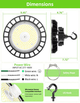 LED High Bay Light - UFO05 Series,150W,22500lumens,Selectable Wattage,5000K,277-480V