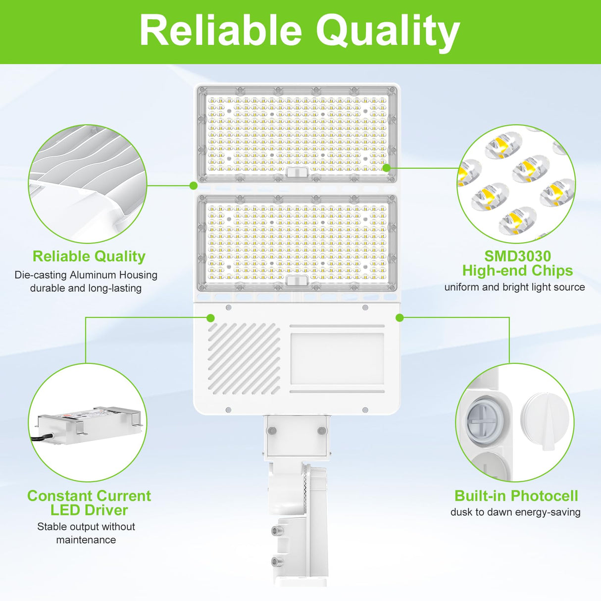 LED Parking Lot Light - PL Series With A&N BRACKET,320W,48000lumens,5000K,100-277V,Built in Photocell
